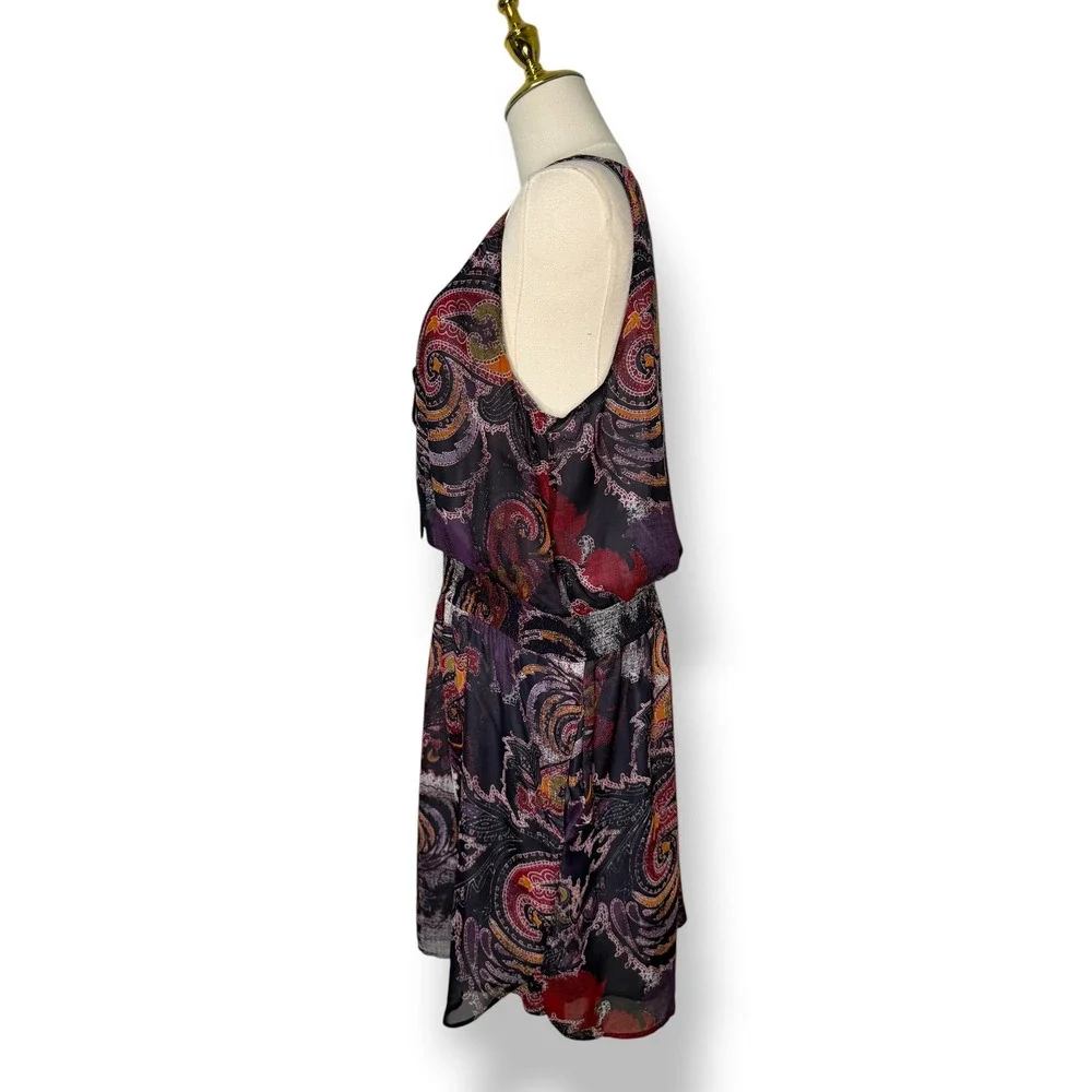 Free‎ People Falling for Georgette Women's Large Mini Dress Paisley Print
